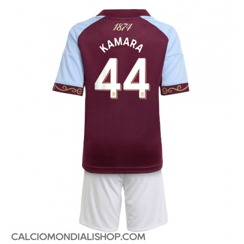 Maglie da calcio Aston Villa Boubacar Kamara #44 Prima Maglia Bambino 2025-26 Manica Corta (+ Pantaloni corti)